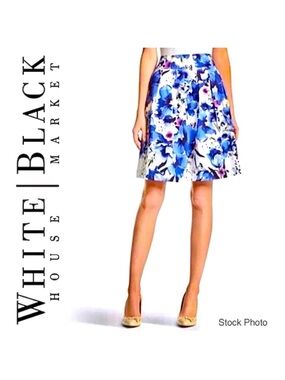 WHBM Floral Sateen Pleated Lined Skirt (2)